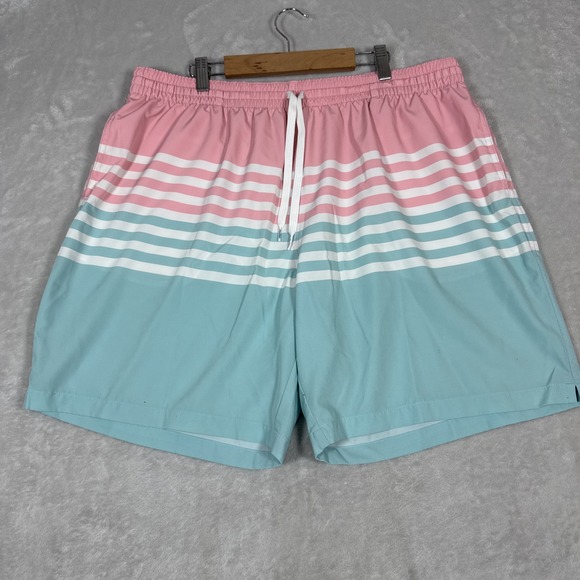 Chubbies Lined Swim Trunk On The Horizons Blue Pink Men's 2XL - Picture 1 of 9